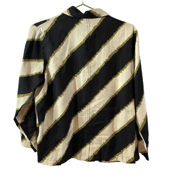MASAI Button- Down Diagonal Stripe Pocket Shirt Size Small - Picture 6 of 11